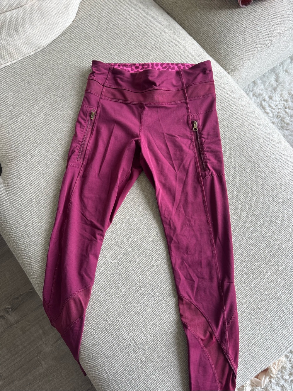 Magenta Lululemon Leggings with Zip Pockets